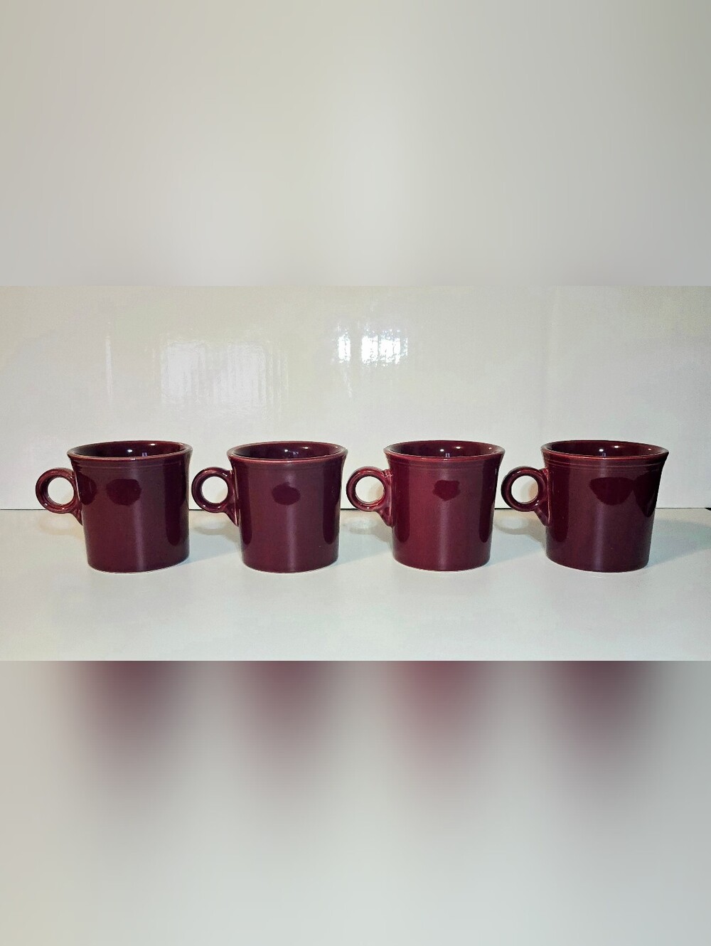 HLC Fiesta Cinnabar O-Ring Mug Set of 4 Retired Ceramic Fiestaware Cups